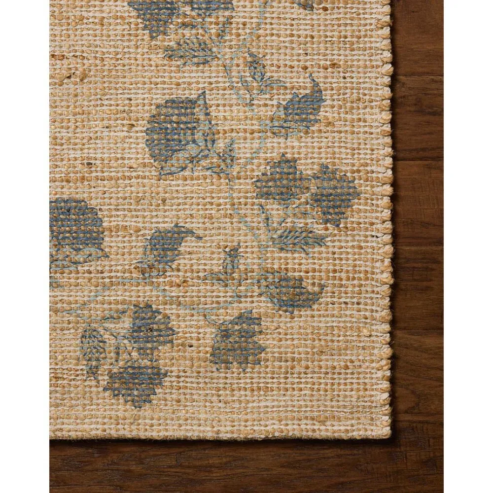 Haela Floral Bordered Rug Sample - Beige, Jute