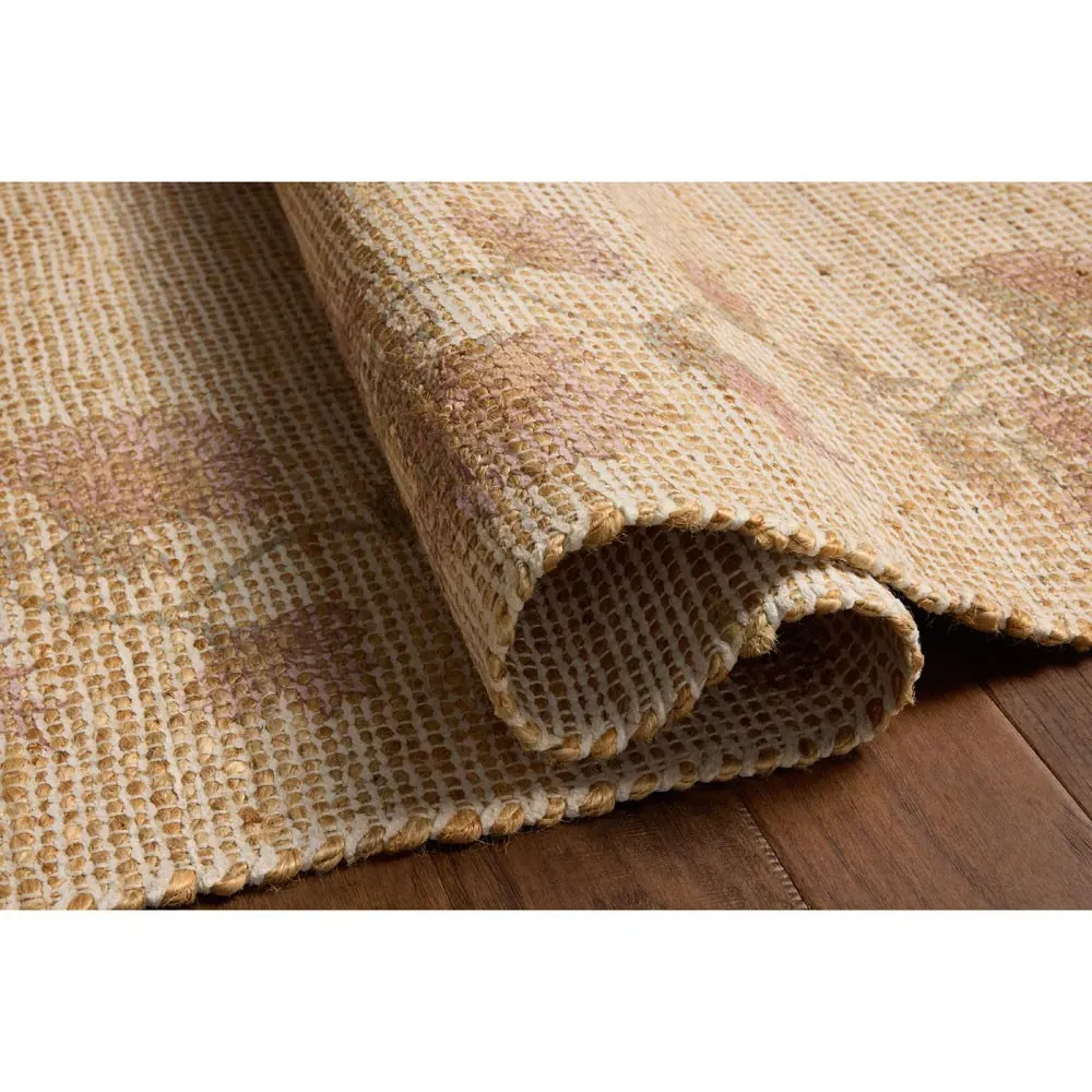 Haela Floral Bordered Rug Sample - Blush, Jute