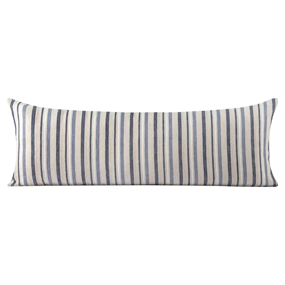 Halea Striped Lumbar Pillow - Blue, Linen