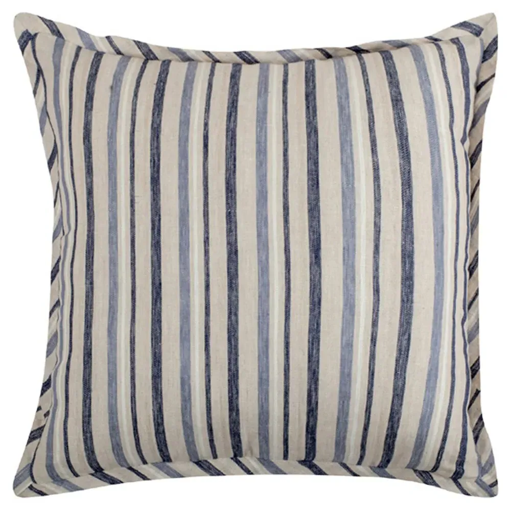 Halea Striped Throw Pillow - Blue, Linen image