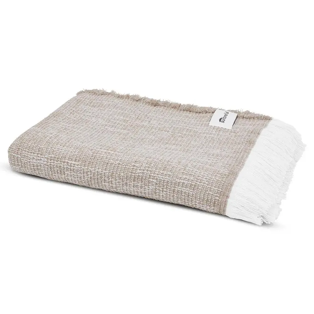 Haleigh Crosshatch Textured Throw Blanket - Beige, Sunbrella