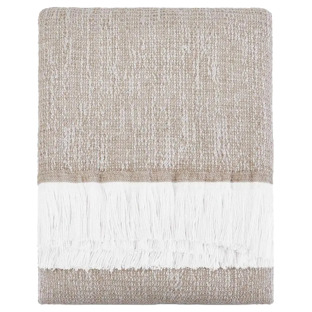 Haleigh Crosshatch Textured Throw Blanket - Beige, Sunbrella image