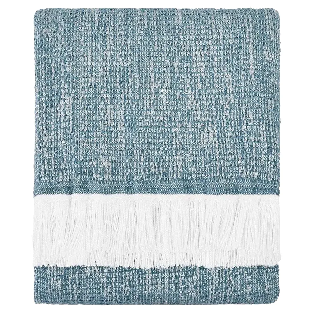 Haleigh Crosshatch Textured Throw Blanket - Blue, Sunbrella