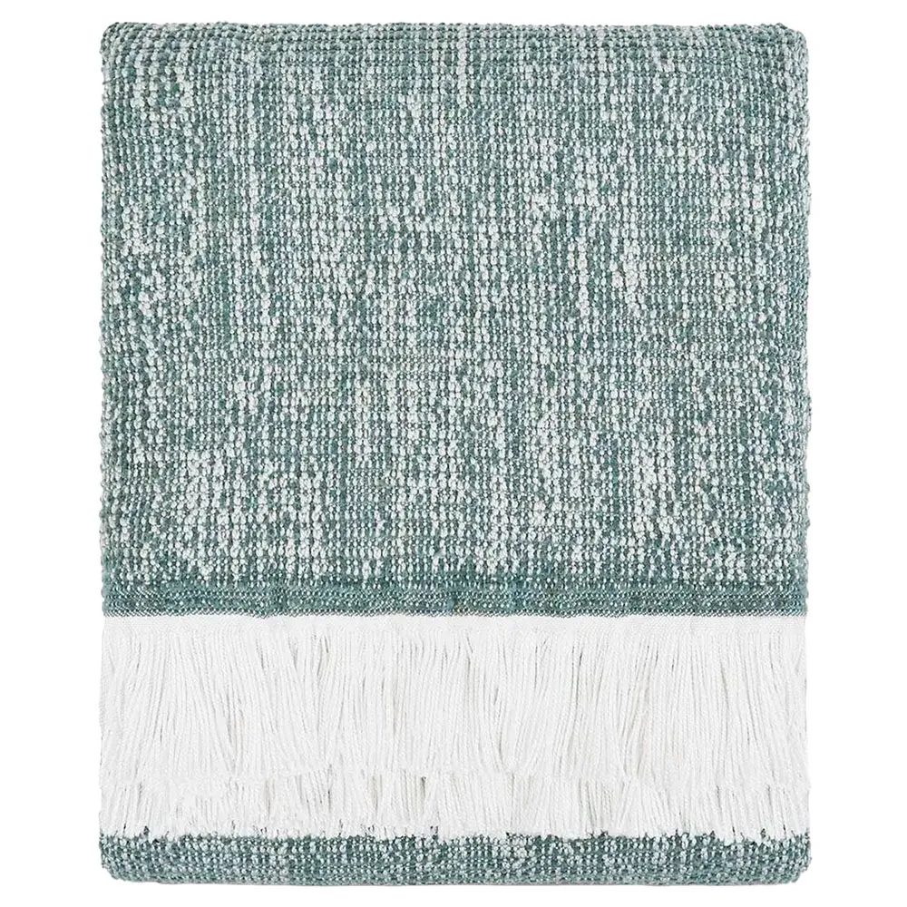 Haleigh Crosshatch Textured Throw Blanket - Teal, Sunbrella