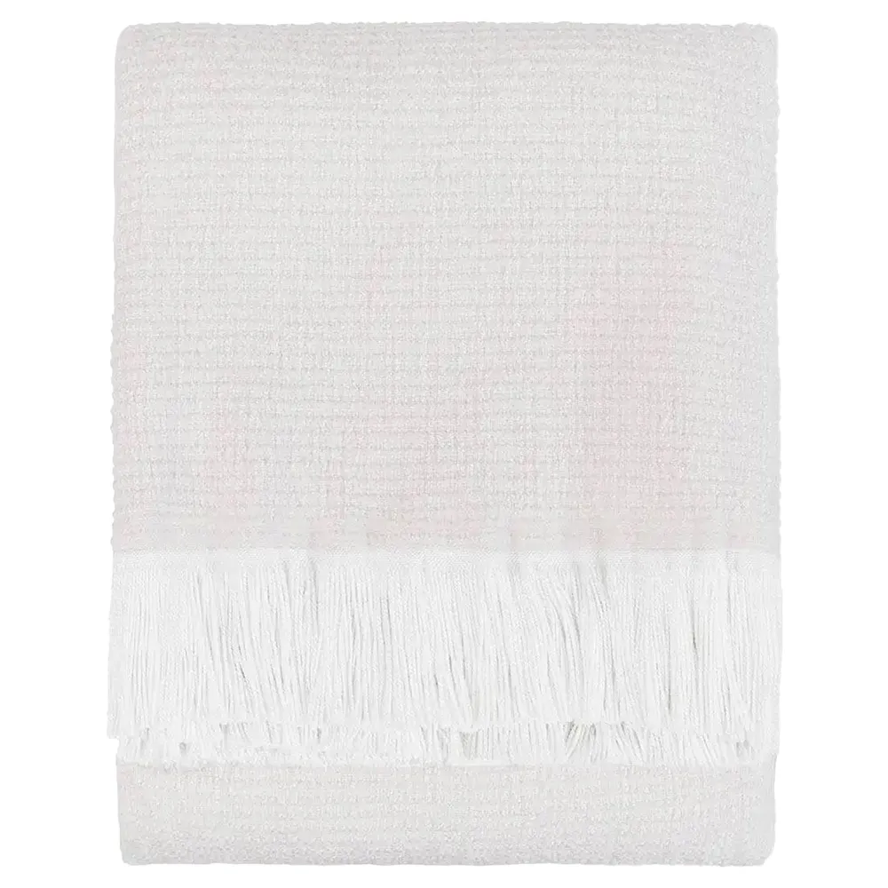Haleigh Crosshatch Textured Throw Blanket - White, Sunbrella