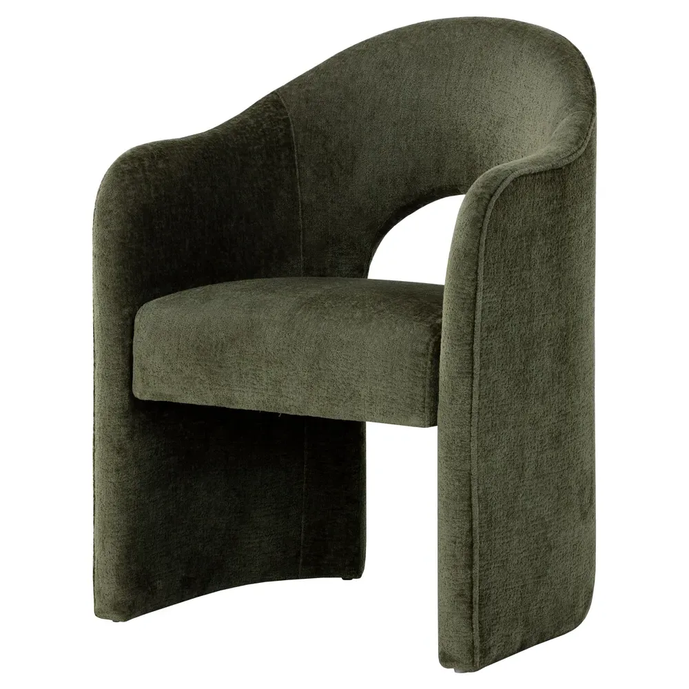 Haley Dining Arm Chair - Green, Velvet