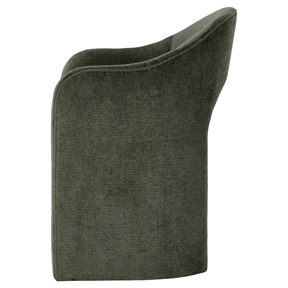 Haley Dining Arm Chair - Green, Velvet