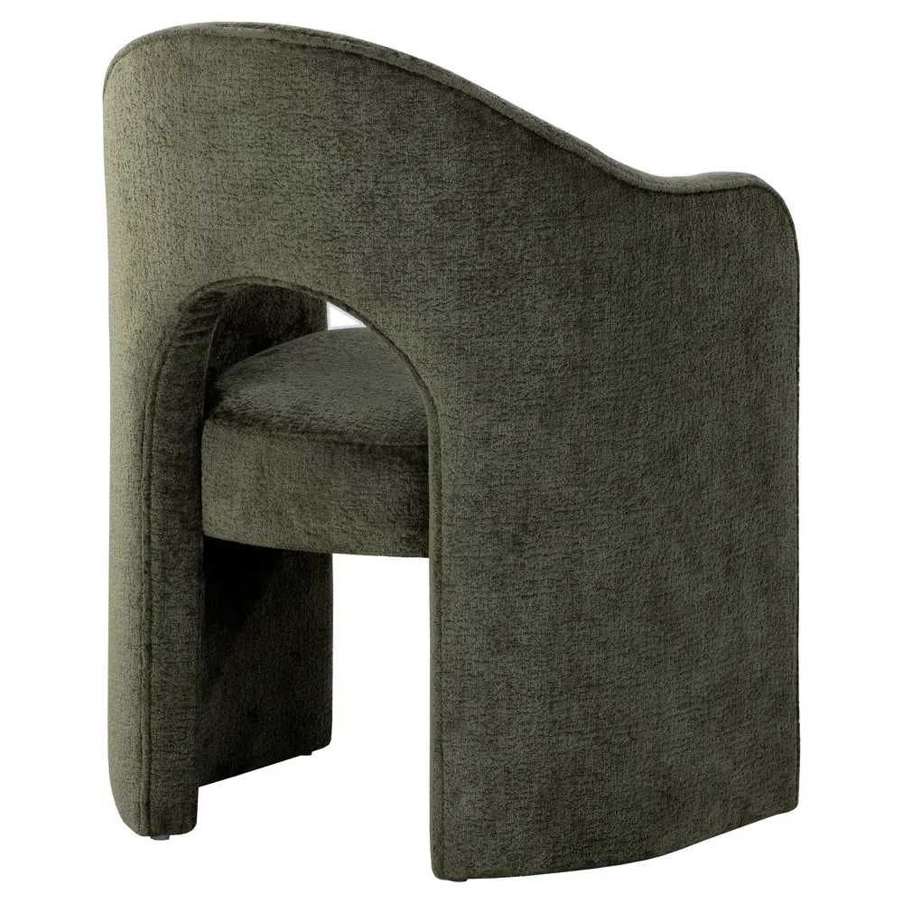 Haley Dining Arm Chair - Green, Velvet