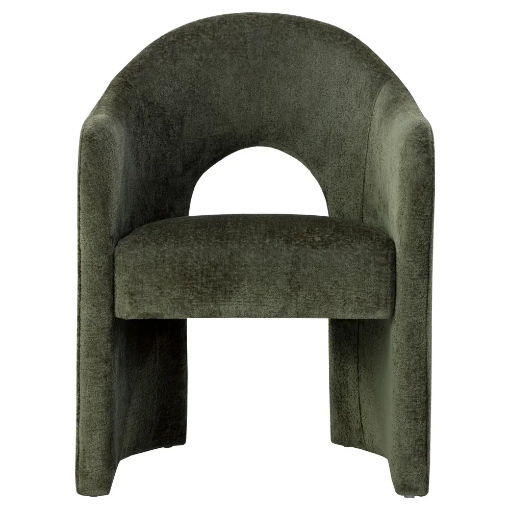Haley Dining Arm Chair - Green, Velvet