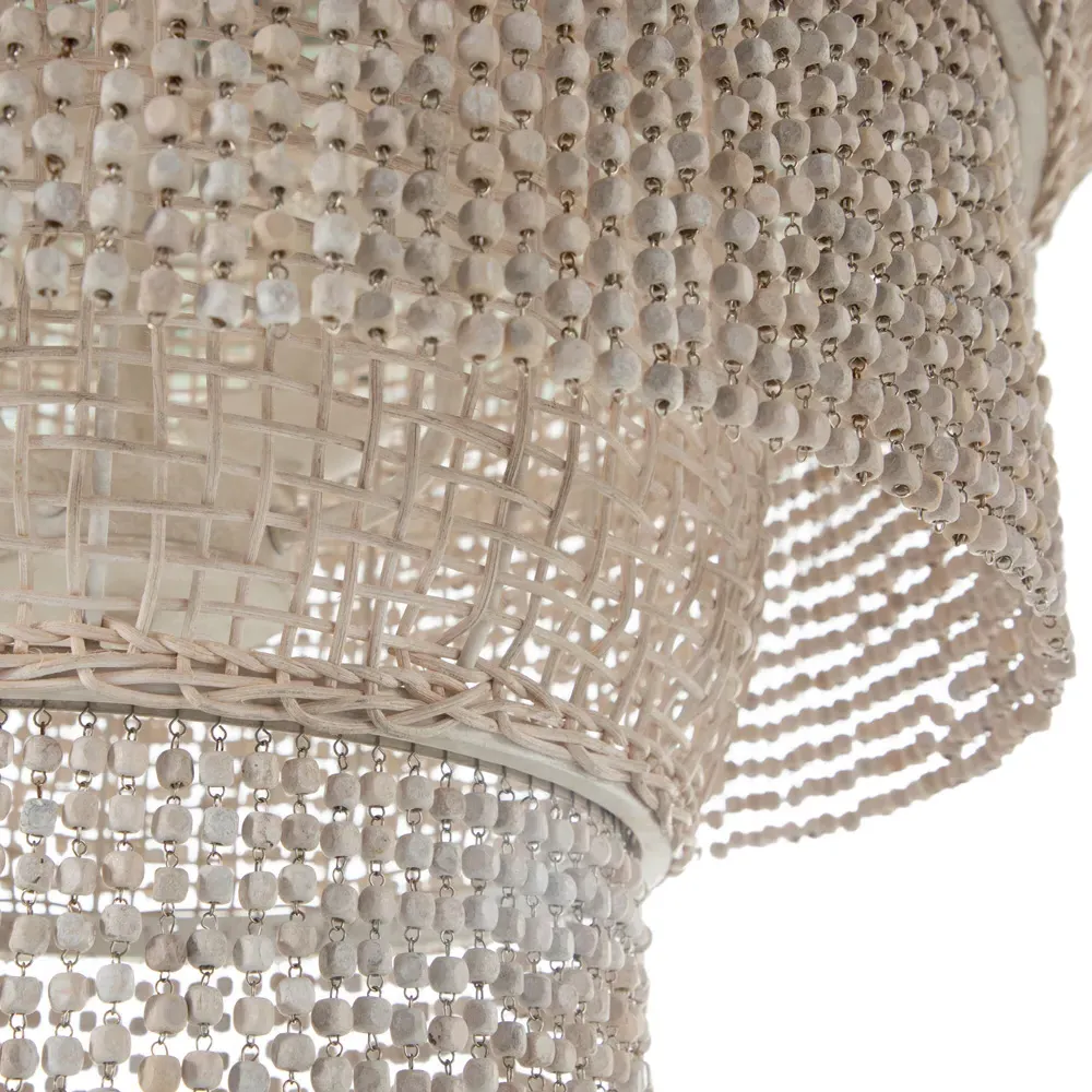 Halia Round Chandelier - White, Rattan