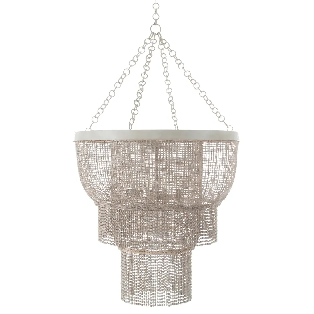 Halia Round Chandelier - White, Rattan image