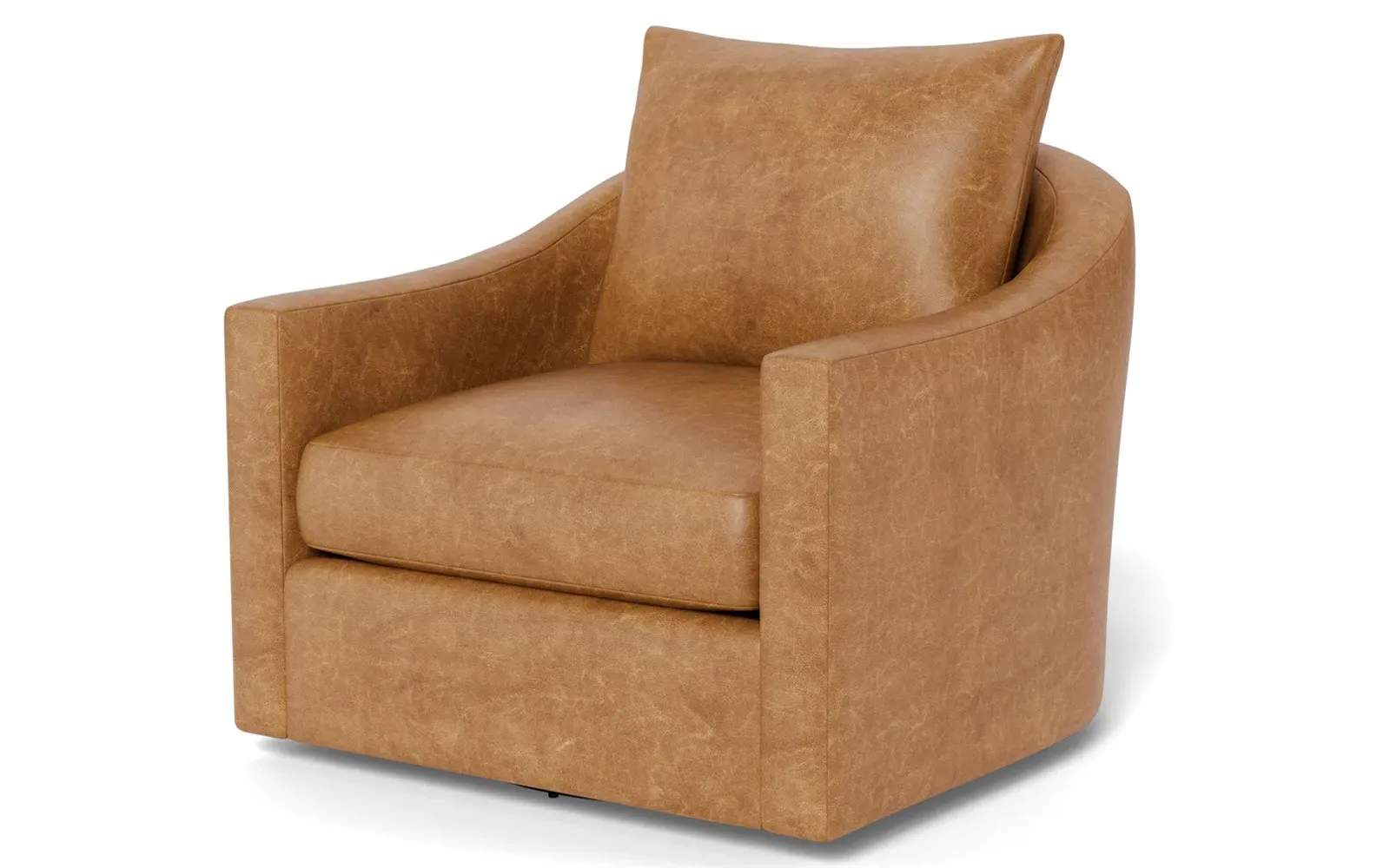 Halle Swivel Chair - Caramel, Textured Leather