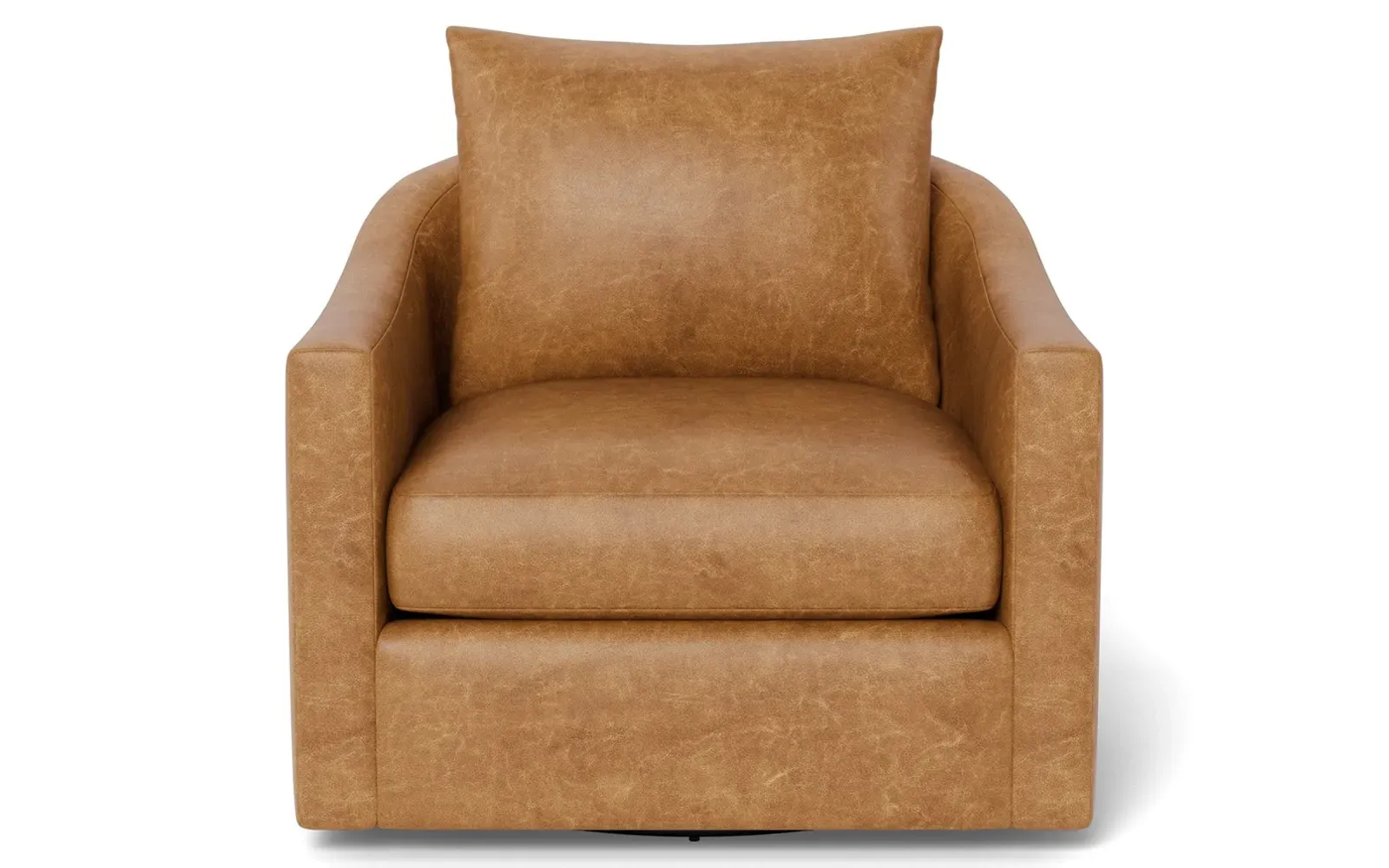 Halle Swivel Chair - Caramel, Textured Leather
