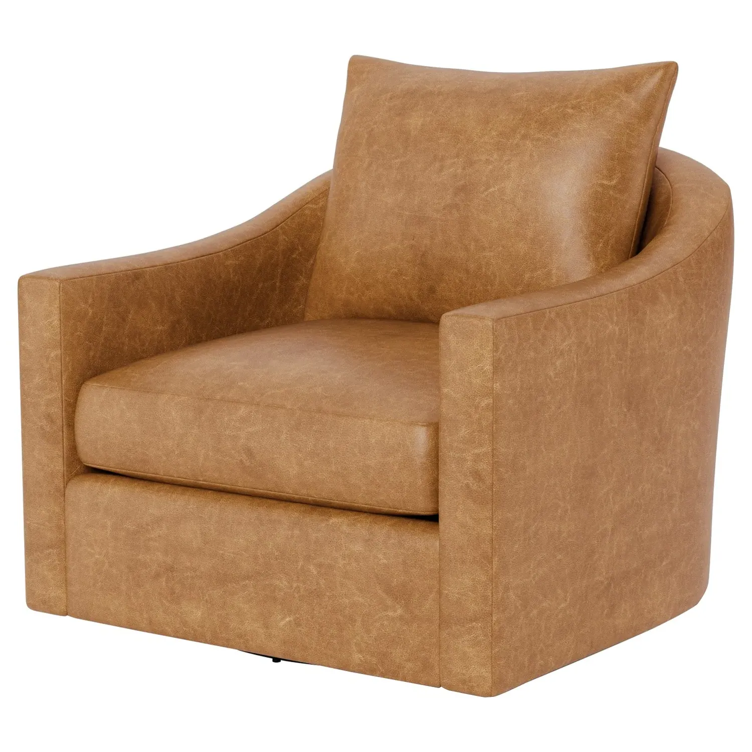 Halle Swivel Chair - Caramel, Textured Leather