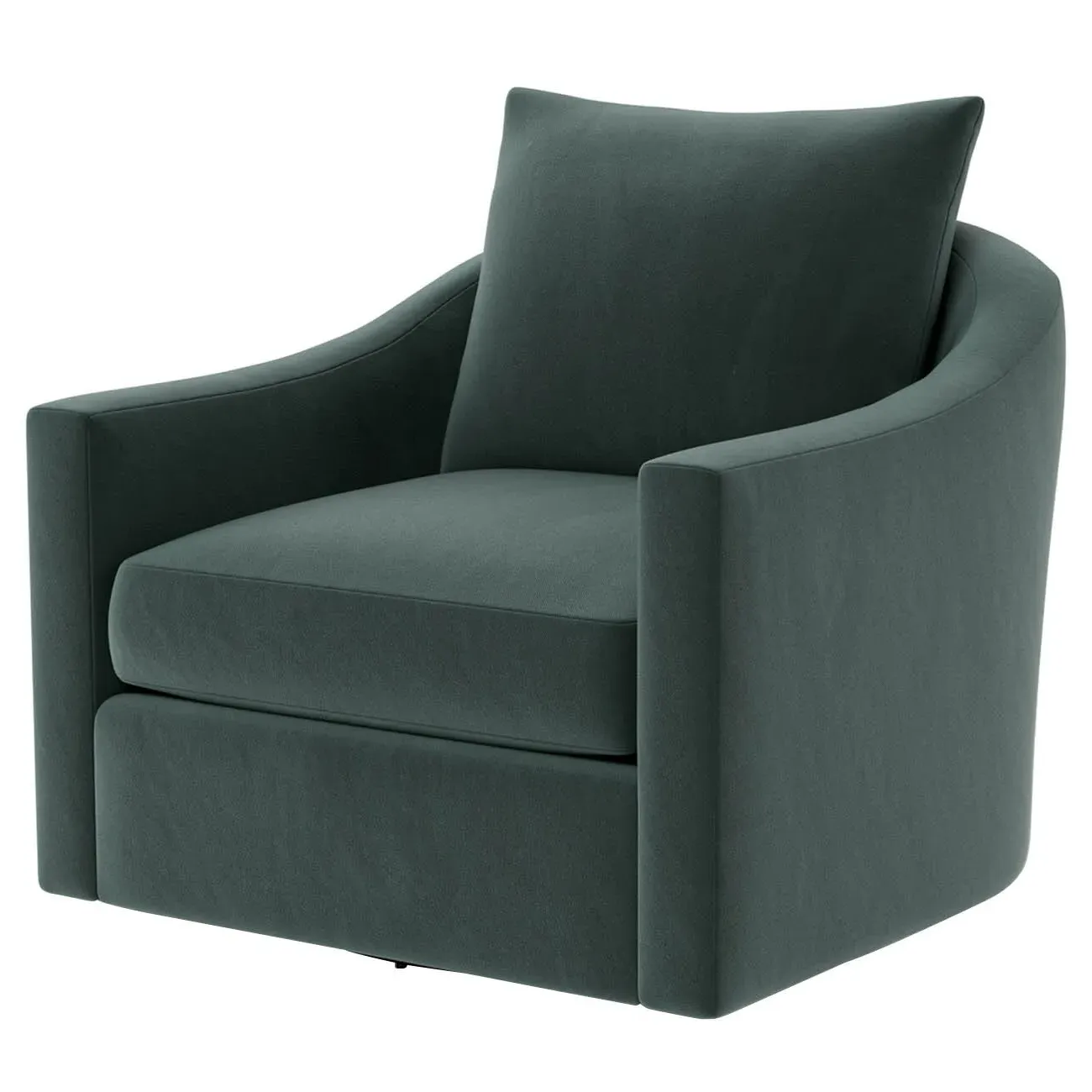 Halle Swivel Chair - Lagoon, Performance Velvet