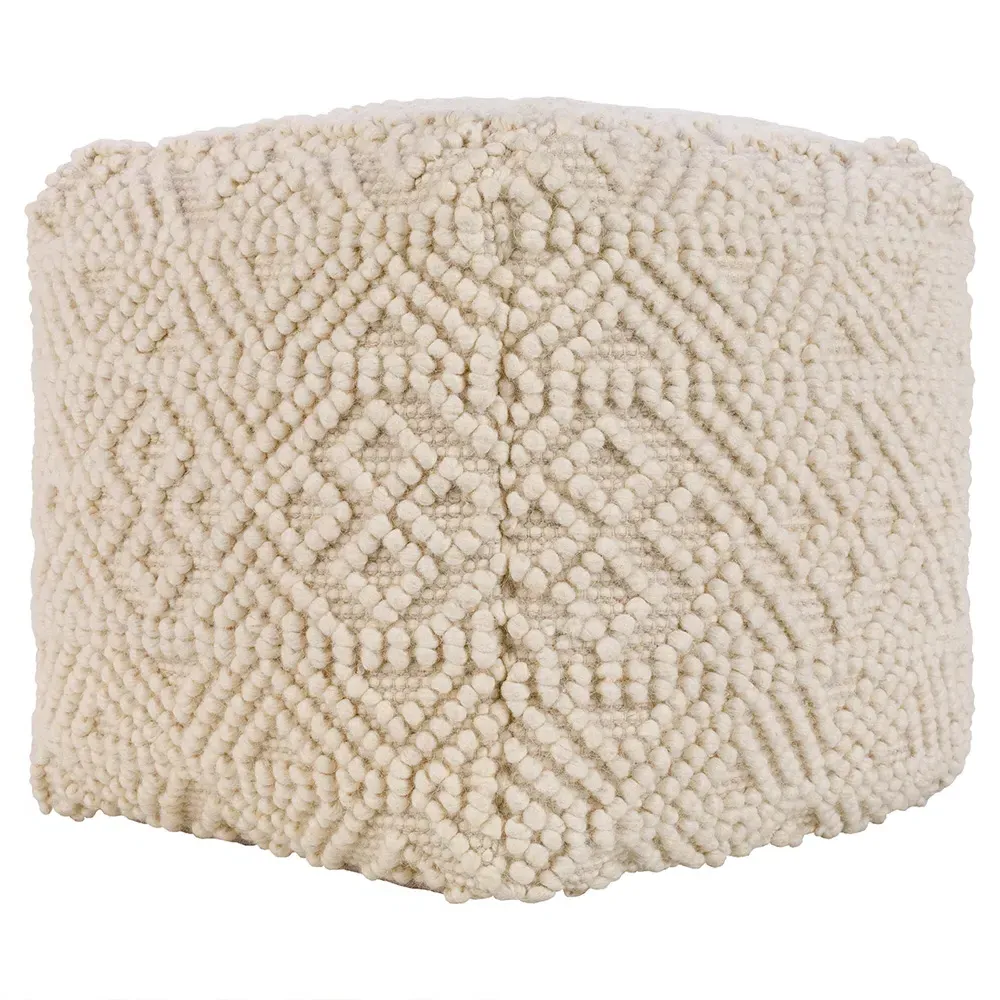 Hallie Square Pouf - Cream, Cotton