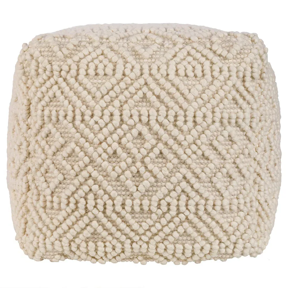 Hallie Square Pouf - Cream, Cotton