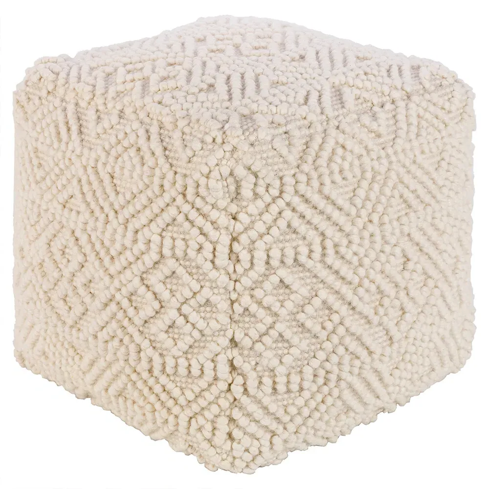 Hallie Square Pouf - Cream, Cotton image