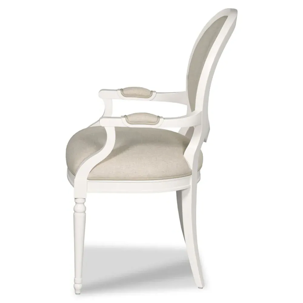Hampton Dining Arm Chair - White Dove, Beech