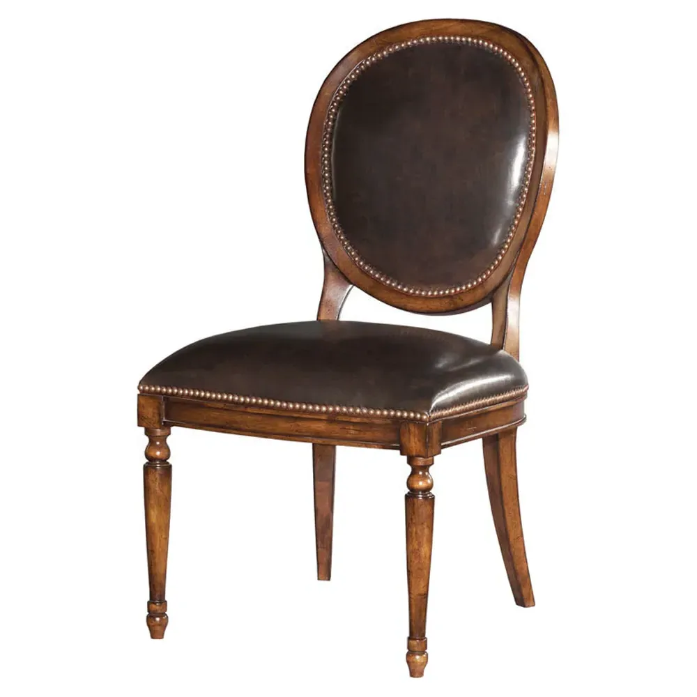 Hampton Nailhead Dining Side Chair - Cocoa Brown, Leather image