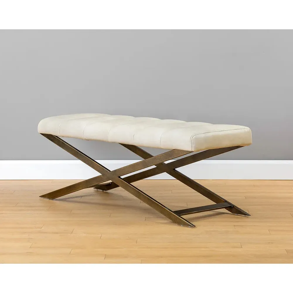 Hanalyn Tufted Bedroom Bench - Cream, Faux Leather