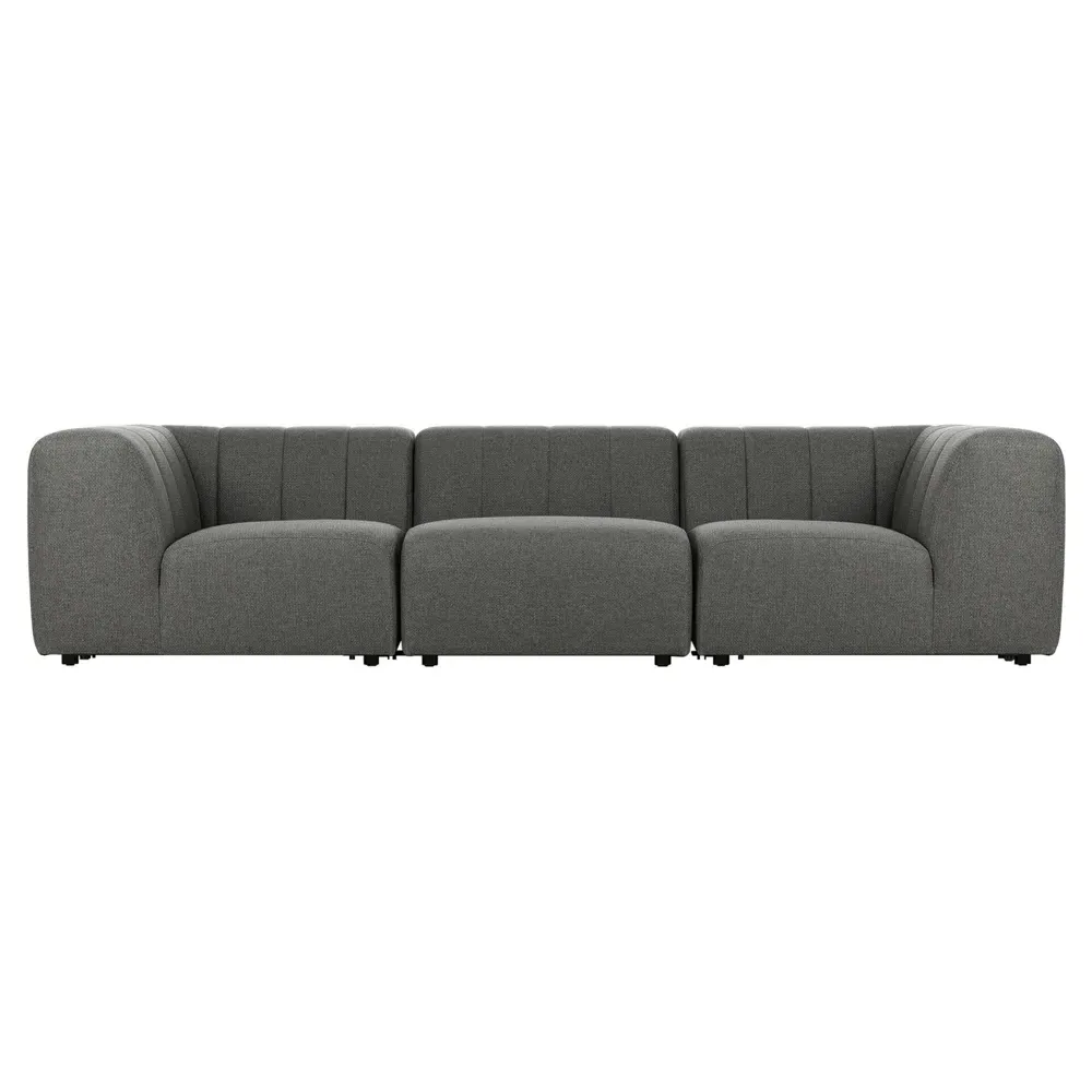 Hannah Channel Tufted 3-Piece Outdoor Sectional - Charcoal