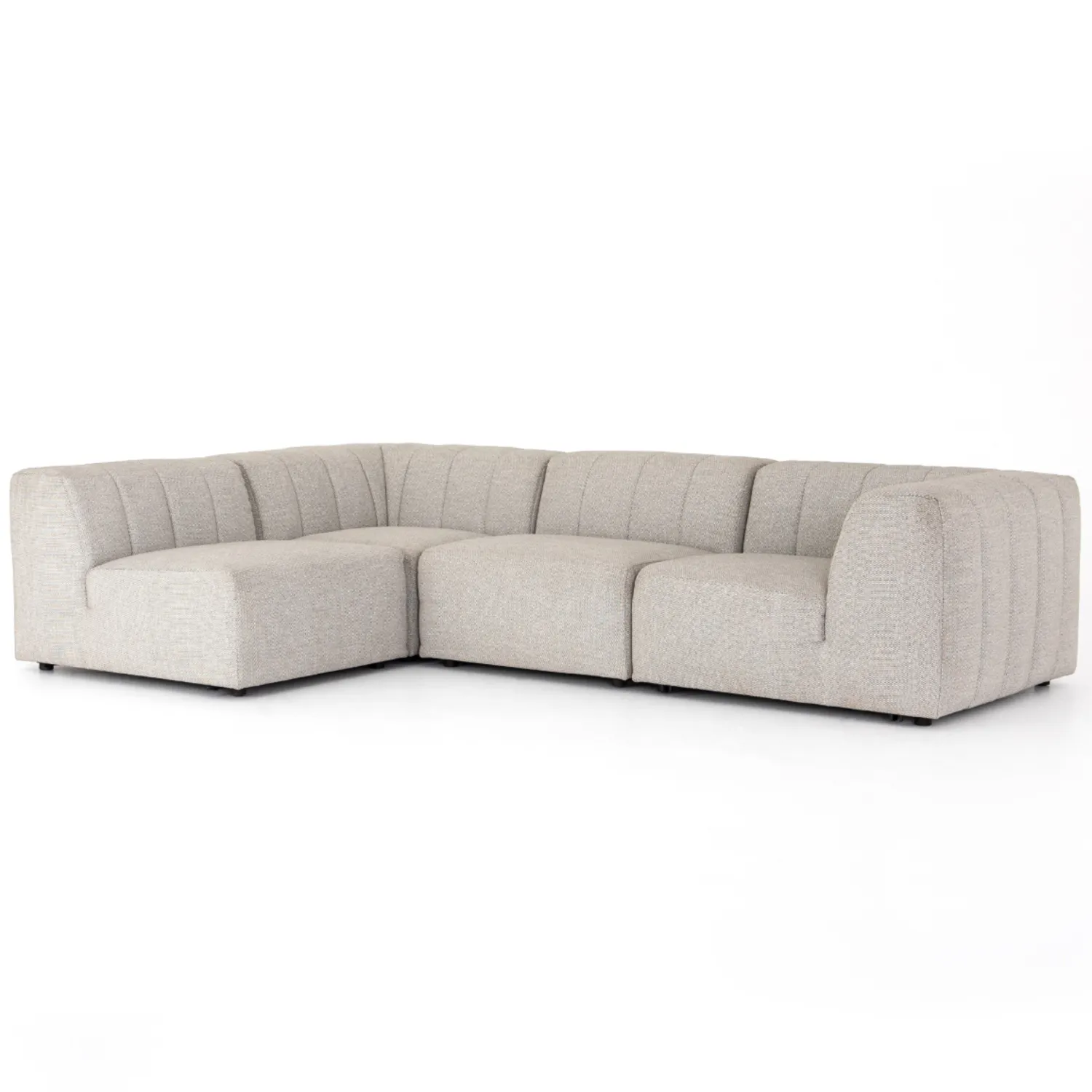 Hannah Channel Tufted 4-Piece Outdoor Sectional - Grey