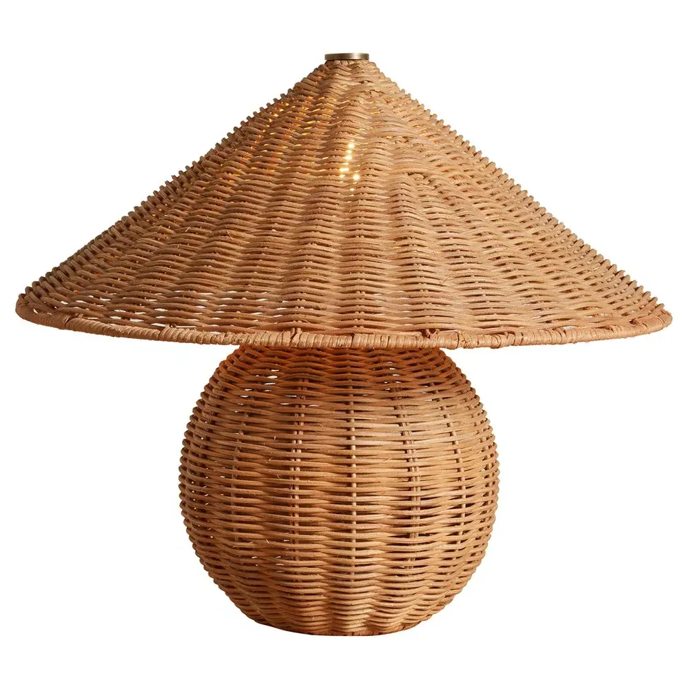 Hannah Coastal Beach Rattan Table Lamp - Brown