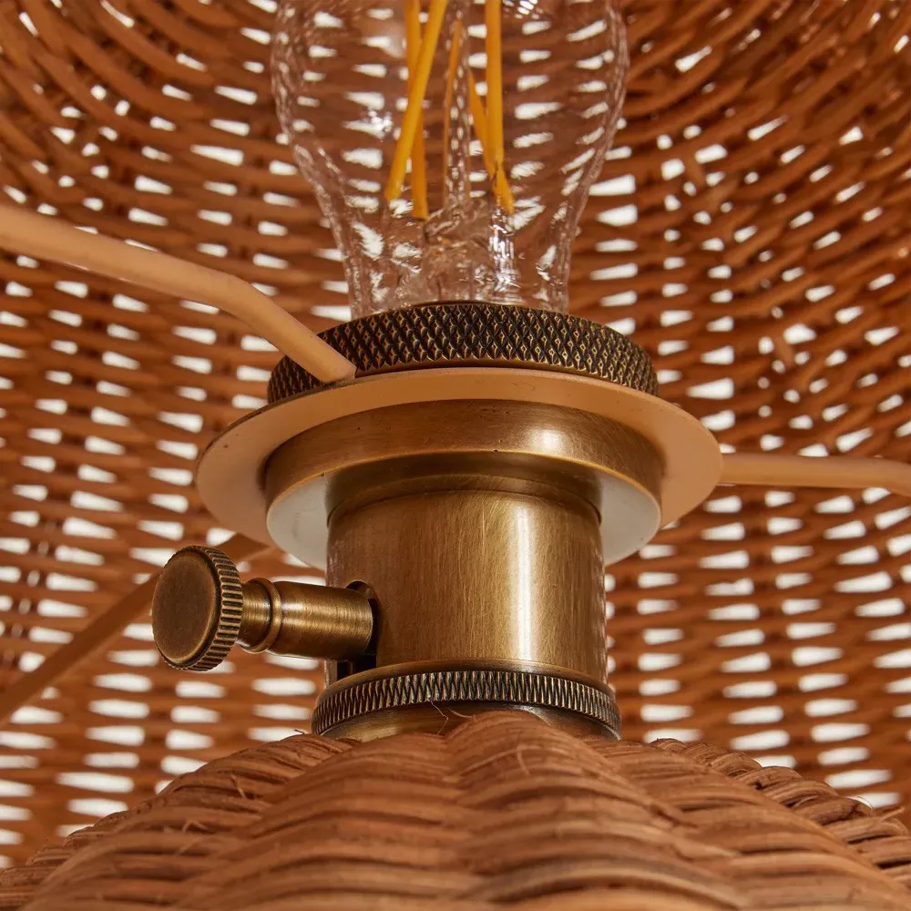 Hannah Coastal Beach Rattan Table Lamp - Brown