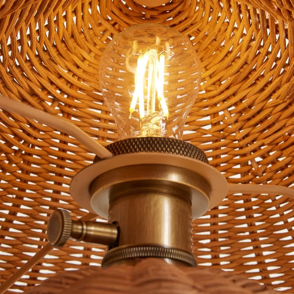 Hannah Coastal Beach Rattan Table Lamp - Brown