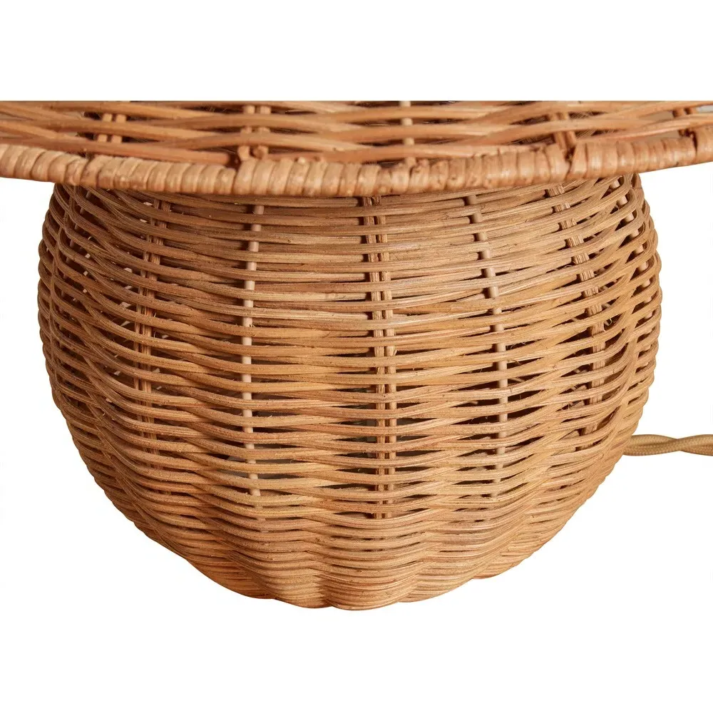 Hannah Coastal Beach Rattan Table Lamp - Brown