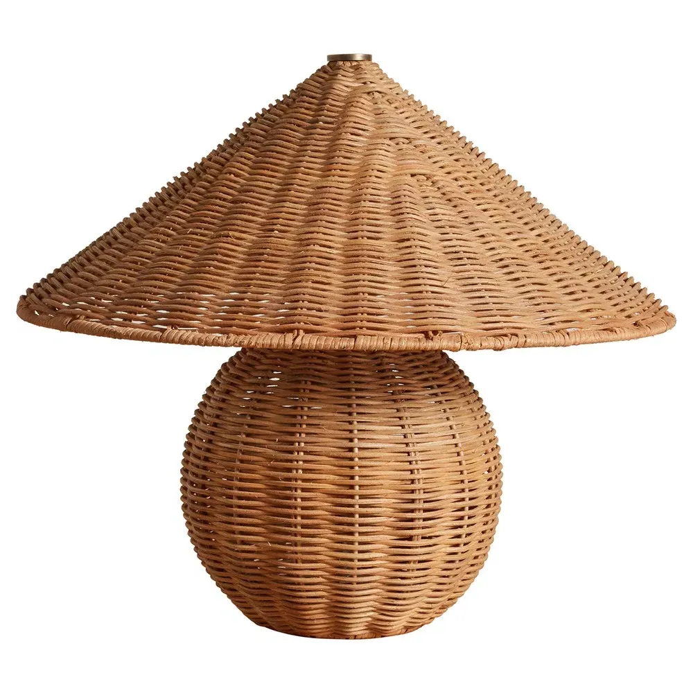 Hannah Coastal Beach Rattan Table Lamp - Brown image