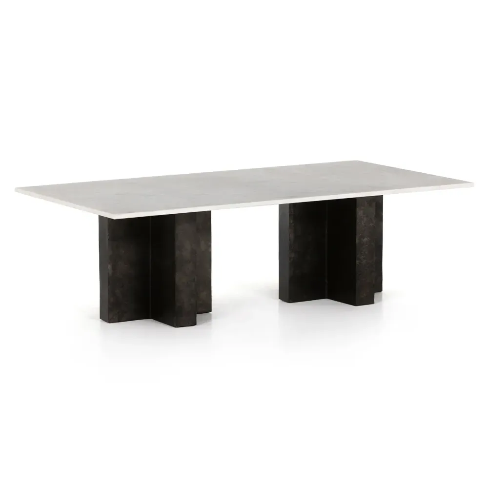 Hanne Rectangular Coffee Table - White, Marble