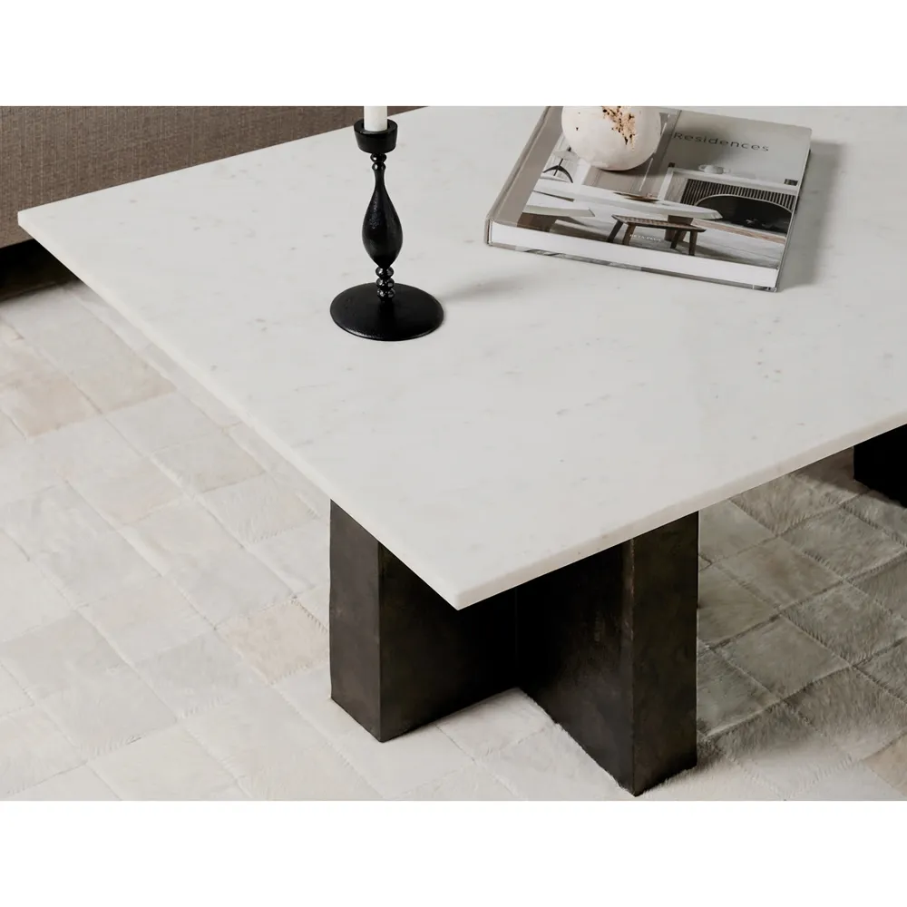 Hanne Rectangular Coffee Table - White, Marble