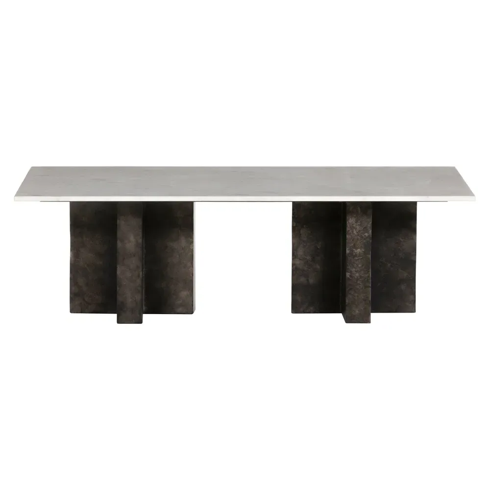 Hanne Rectangular Coffee Table - White, Marble image