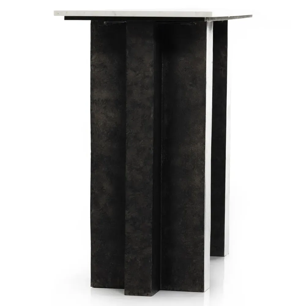 Hanne Rectangular Console Table - White, Marble