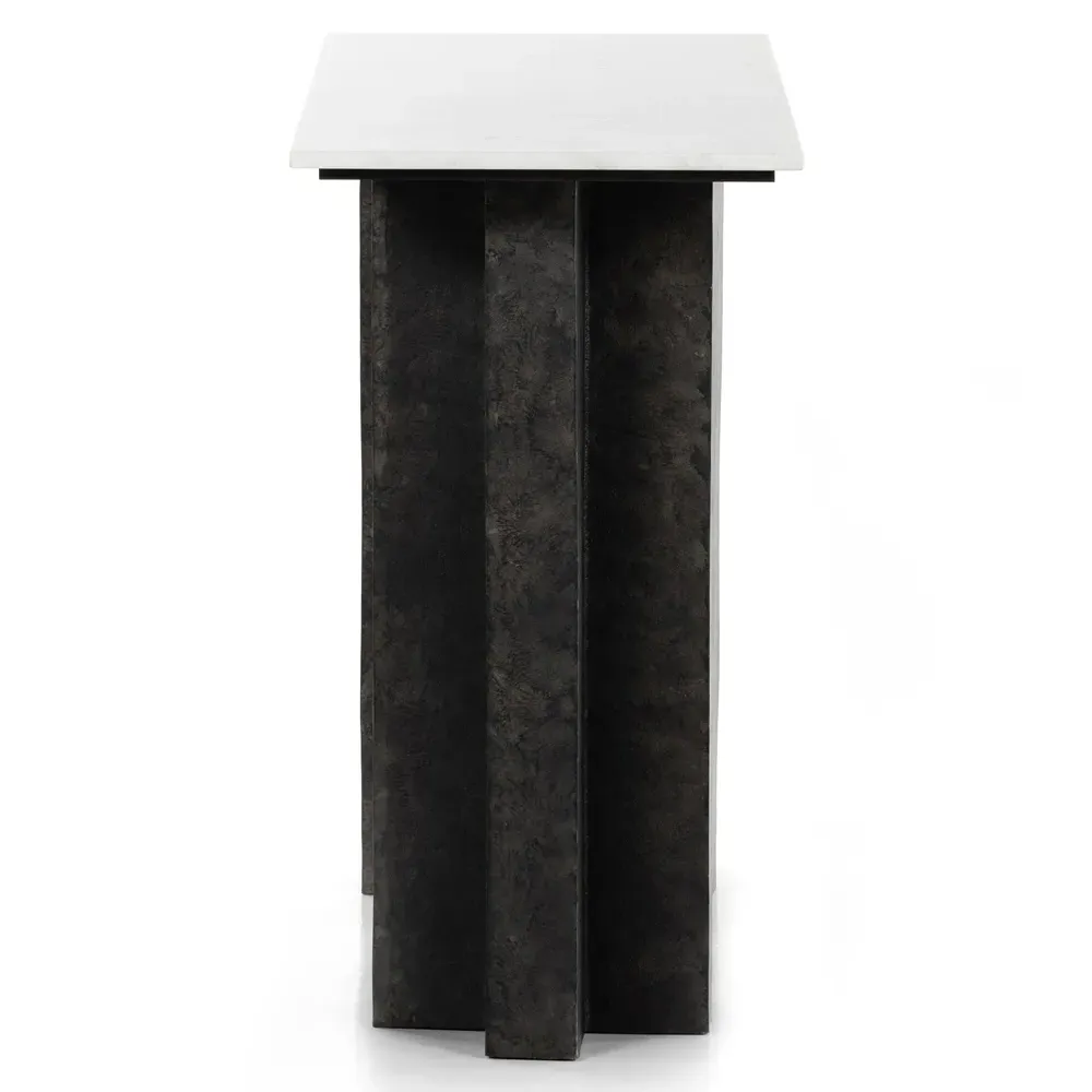 Hanne Rectangular Console Table - White, Marble