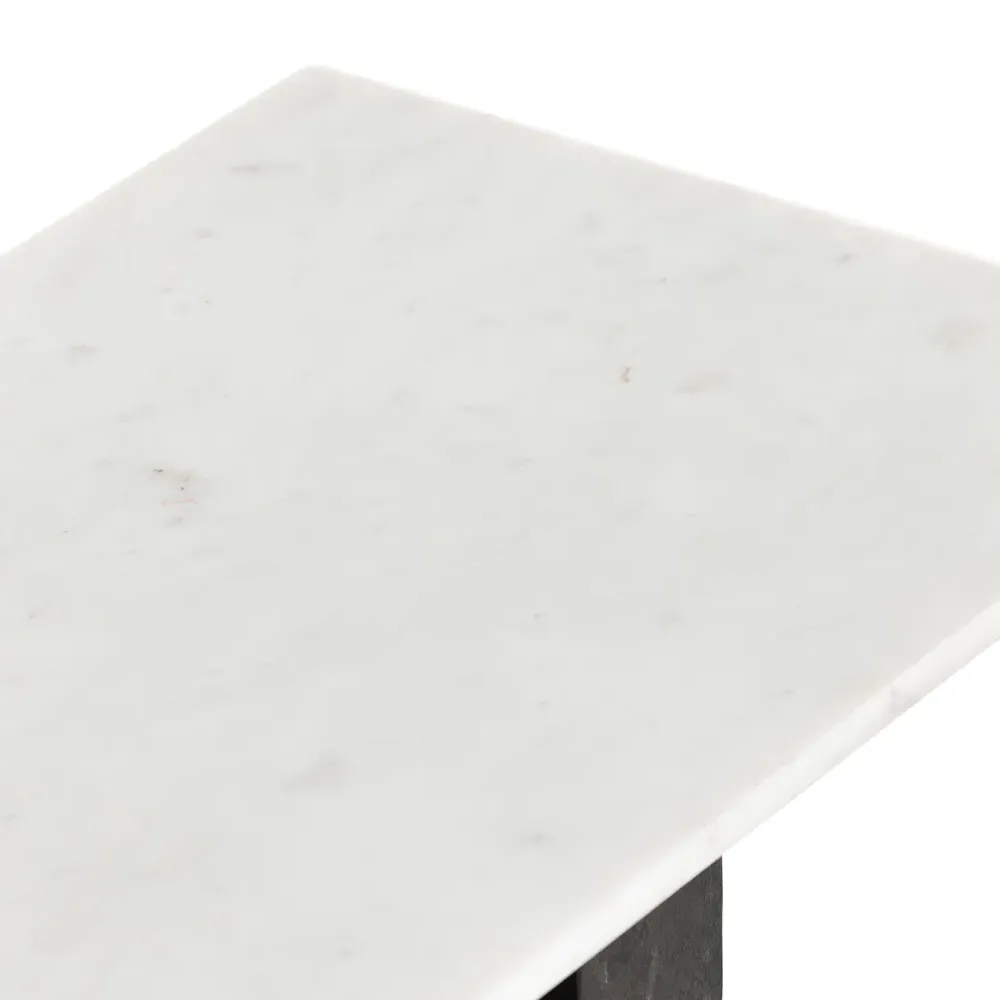 Hanne Rectangular Console Table - White, Marble