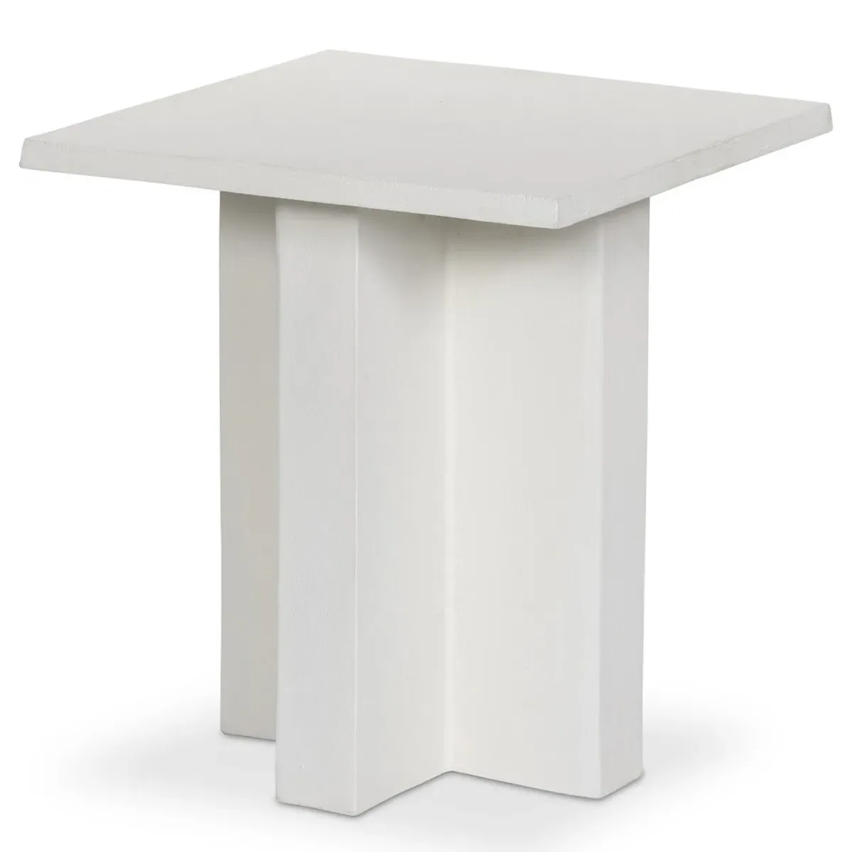 Hanne Square Outdoor End Table - White, Aluminum