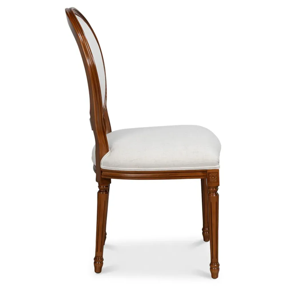 Hara French Dining Chair - Cream, Walnut