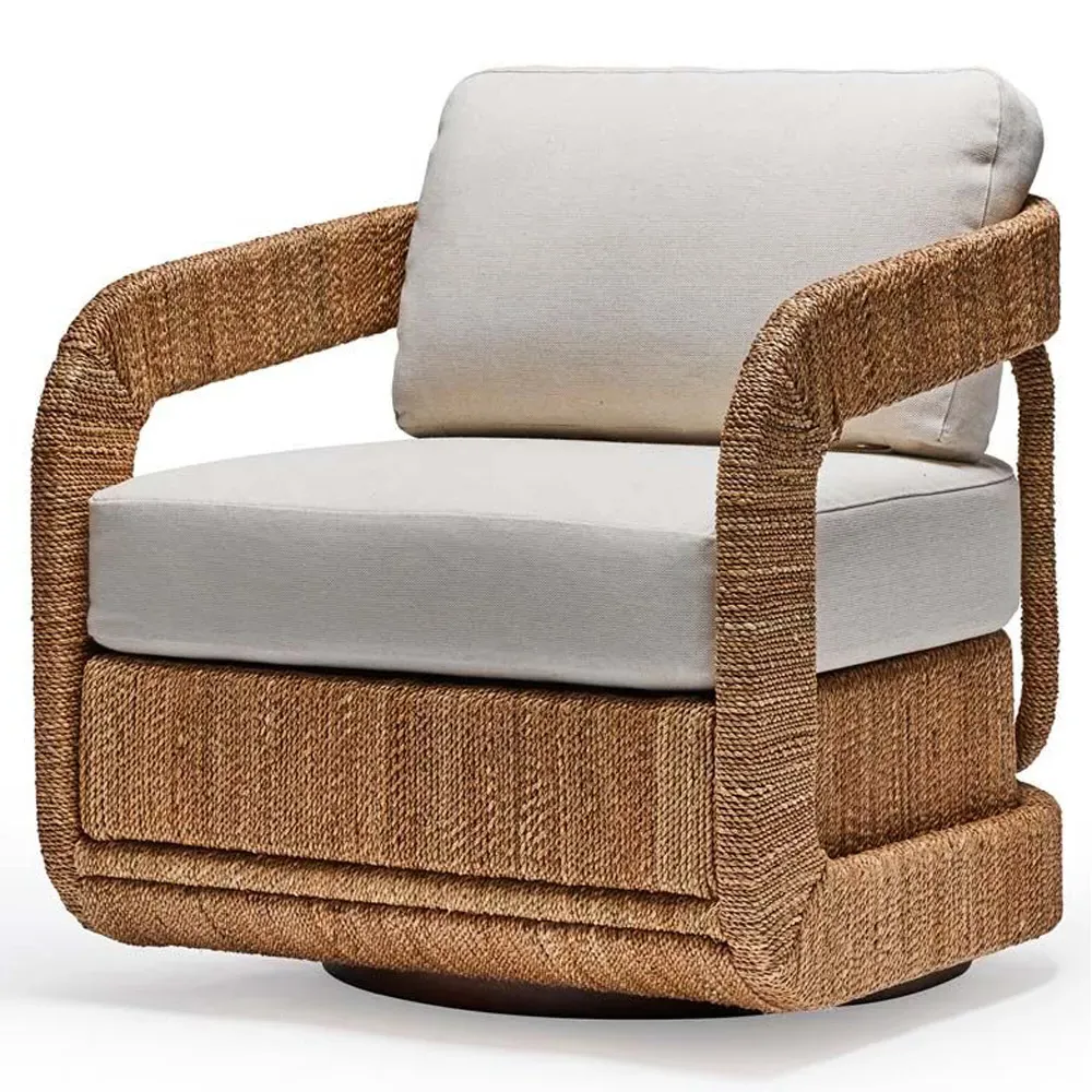 Harbour Swivel Chair - Off White, Linen