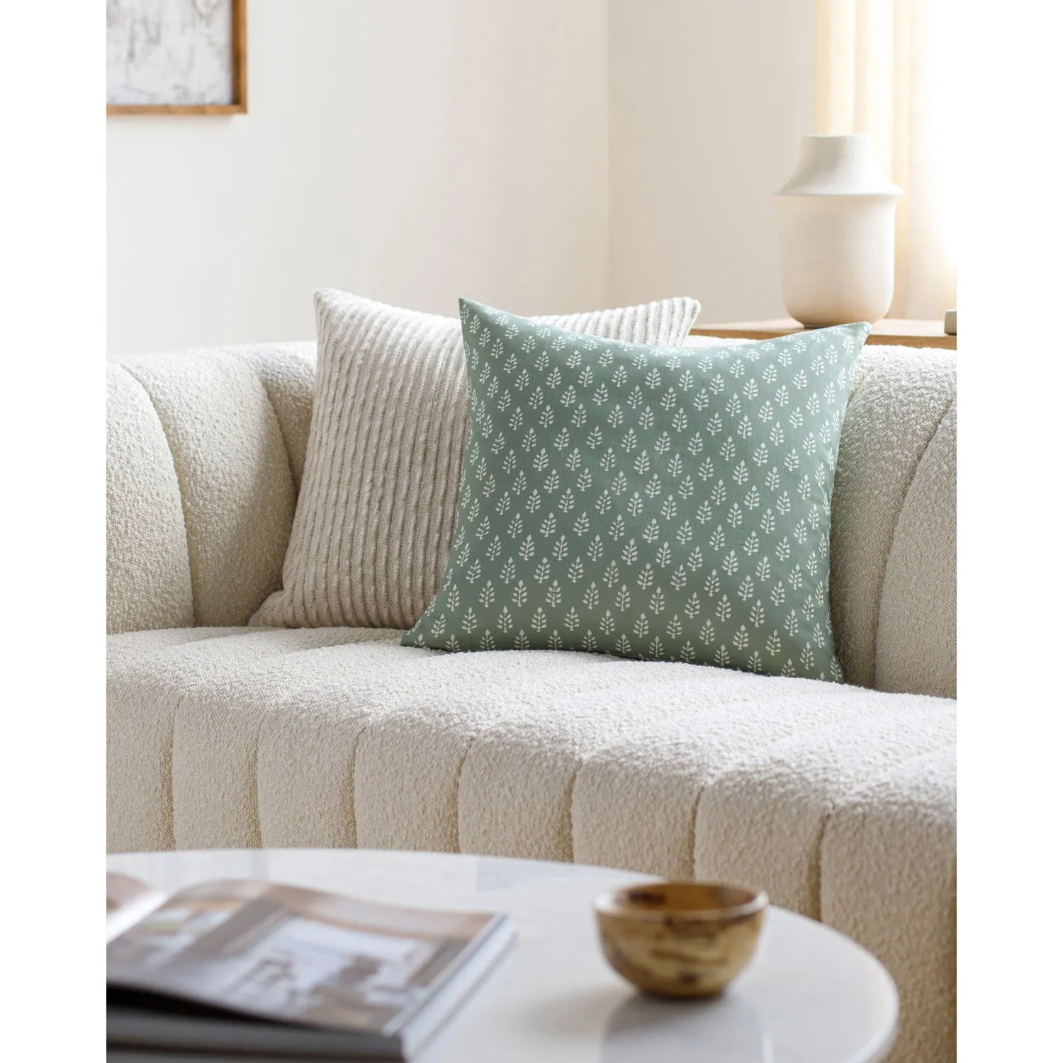 Harie 20x20 Throw Pillow - Light Green, Linen
