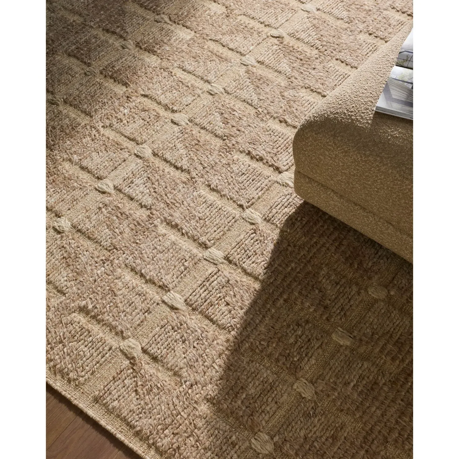 Harlene Textured Solid Rug Sample - Brown, Wool