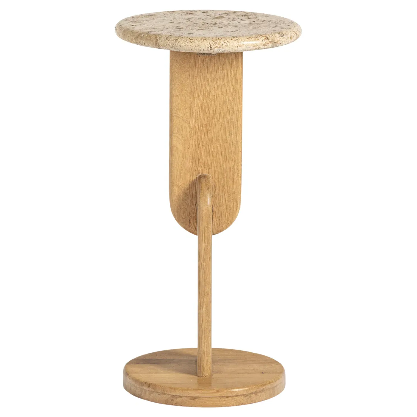 Harley Drink Table - Beige, Travertine Oak