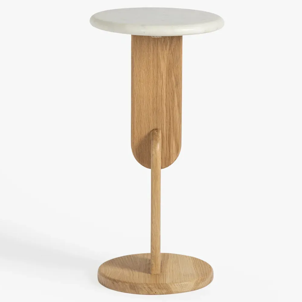 Harley Drink Table - White, Marble Oak