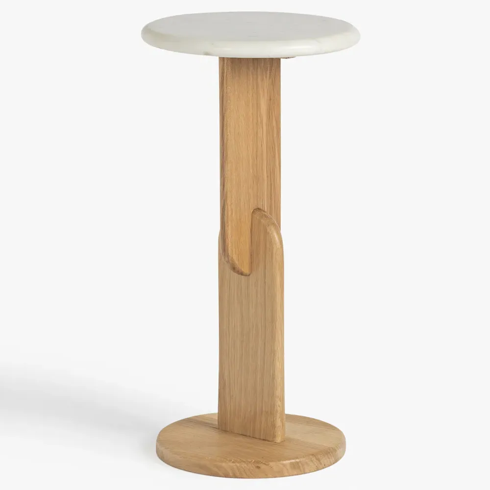 Harley Drink Table - White, Marble Oak