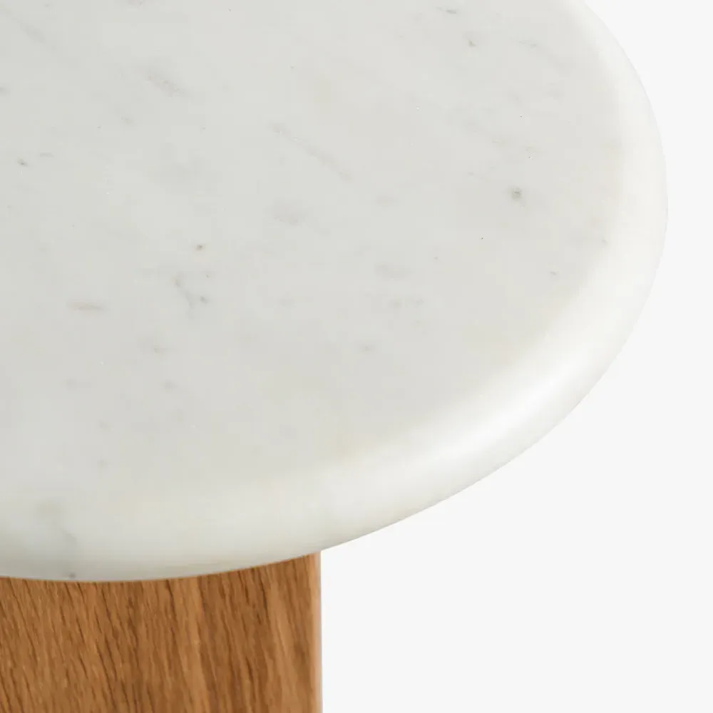 Harley Drink Table - White, Marble Oak