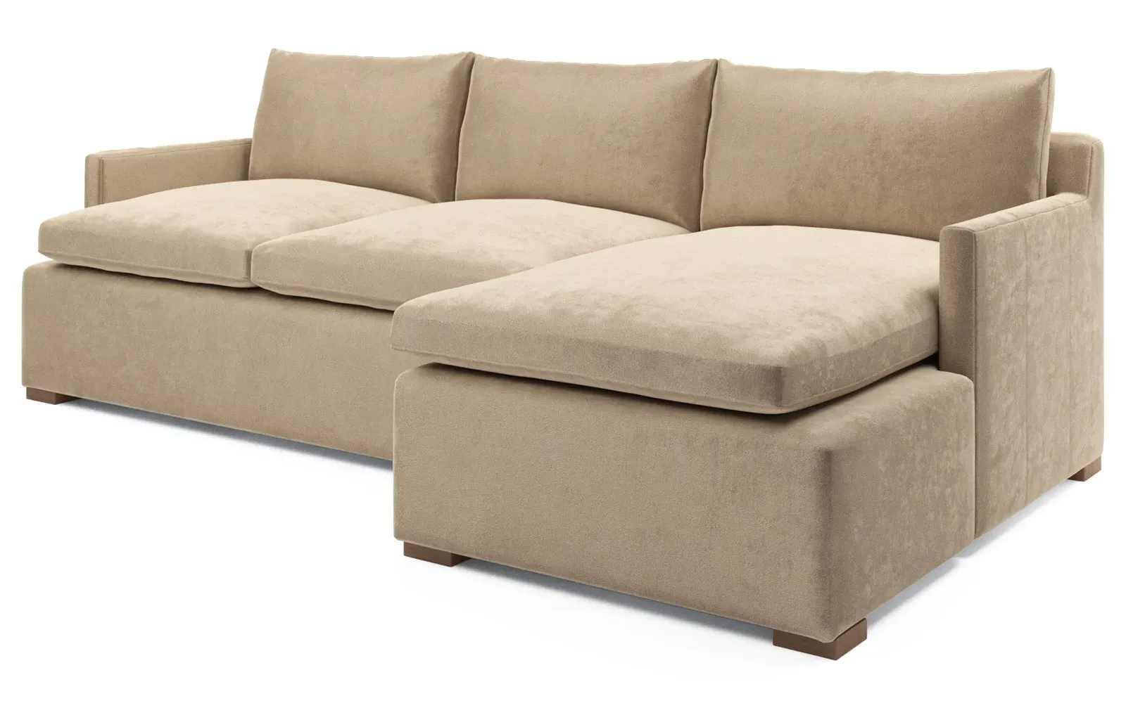 Harley Left Chaise Sectional - Champagne, Performance Velvet