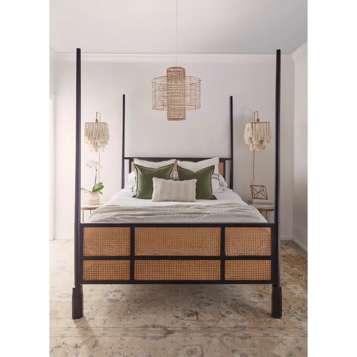 Harley Queen Size Poster Bed - Black, Wood