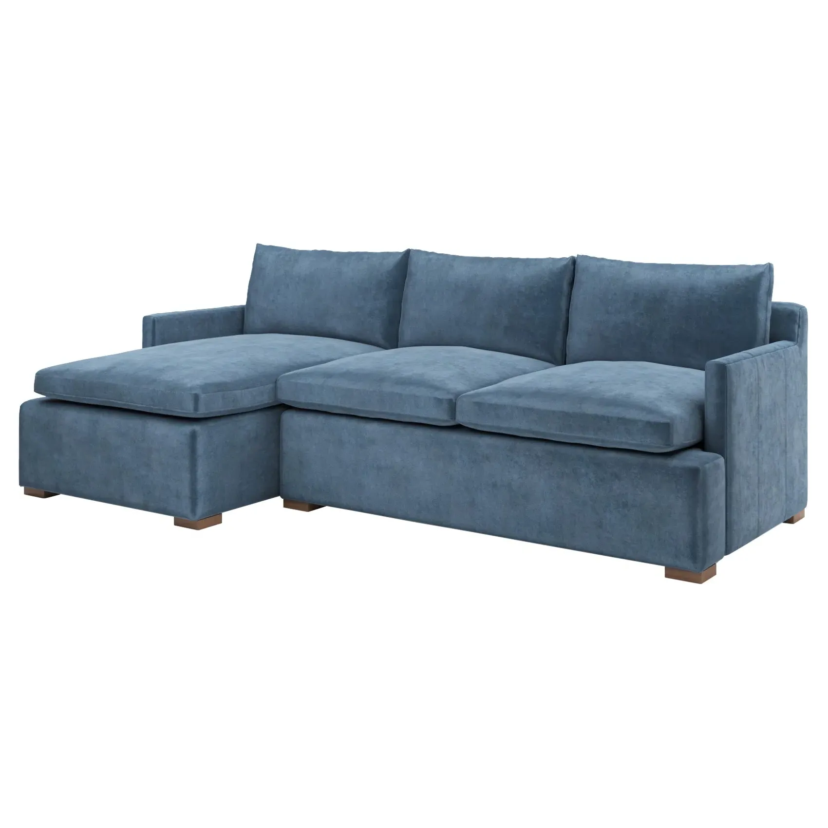 Harley Right Chaise Sectional - Blue Dusk, Velvet